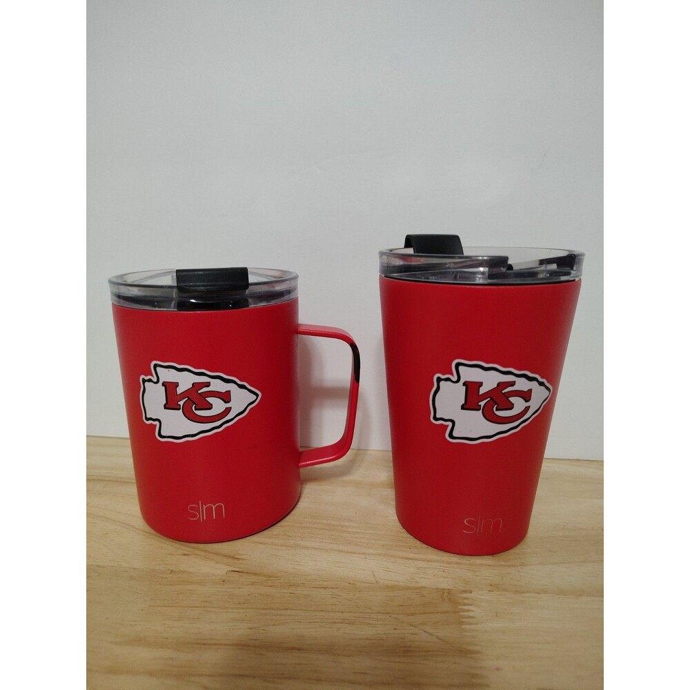 SIMPLE MODERN KANSAS CITY CHIEFS Set Of 2 12oz TUMBLER & 12 Scout MugW/ FLIP LID
